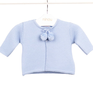 Casaquinho de bebê Pompom azul, da Ninou