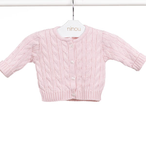 Casaquinho de bebê Bleu rosa, da Ninou