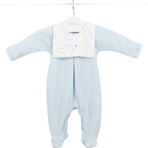 Macacão de bebê Patachou em plush azul, da Ninou