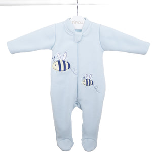 Macacão de bebê Quentinho azul em soft, da Ninou