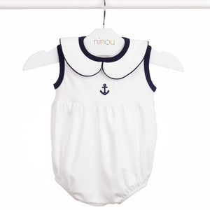 Romper de bebê Petit Marin em algodão Pima, da Ninou