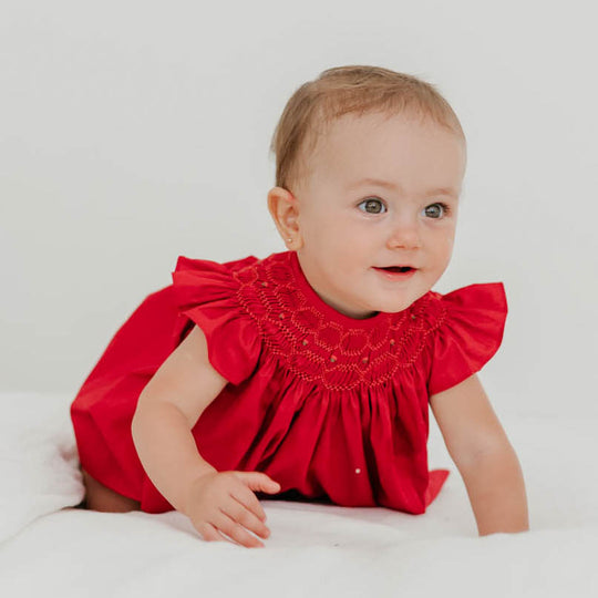 Vestido de bebê d'Échecs vermelho, da Ninou