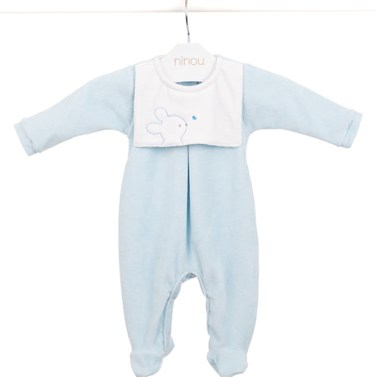 Macacão de bebê Patachou em plush azul, da Ninou