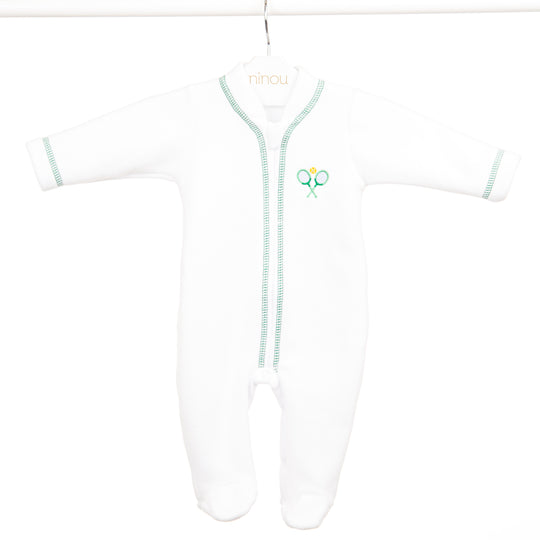 Macacão de bebê Aubin verde em soft, da Ninou