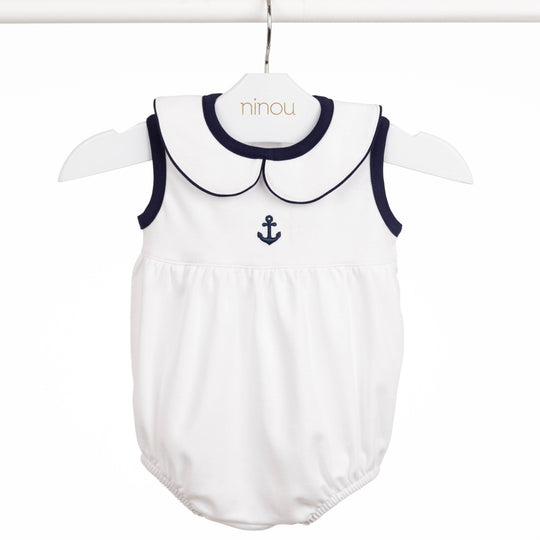 Romper de bebê Petit Marin em algodão Pima, da Ninou