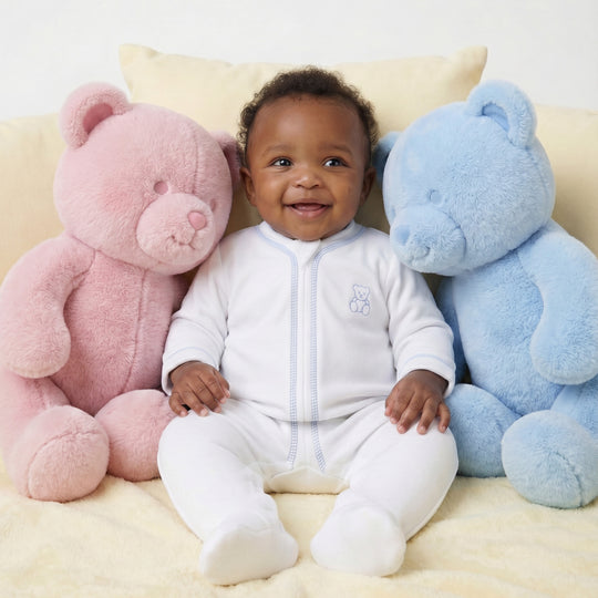 Macacão de bebê Aubin azul em soft, da Ninou