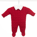 Body de bebê Calixte vermelho e branco, da Ninou