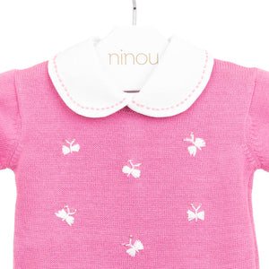 Body de bebê Eulalie rosa, da Ninou