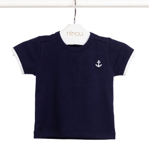 Camiseta de bebê Navy em algodão Pima, da Ninou