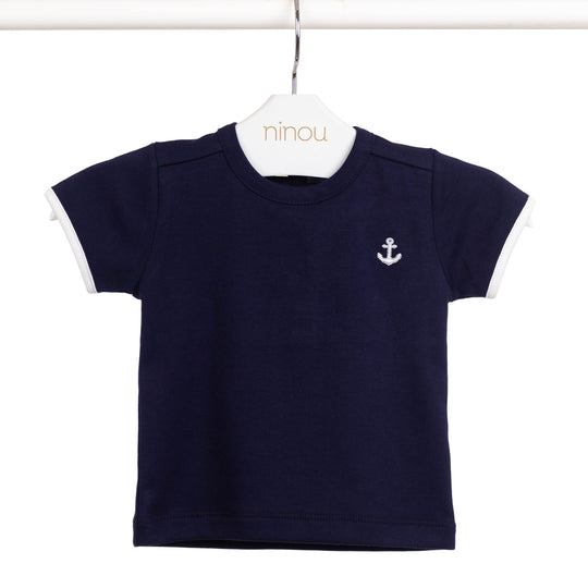 Camiseta de bebê Navy em algodão Pima, da Ninou