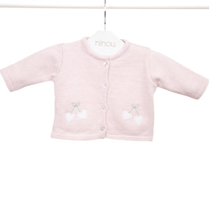 Casaquinho de bebê Cherry rosa, da Ninou