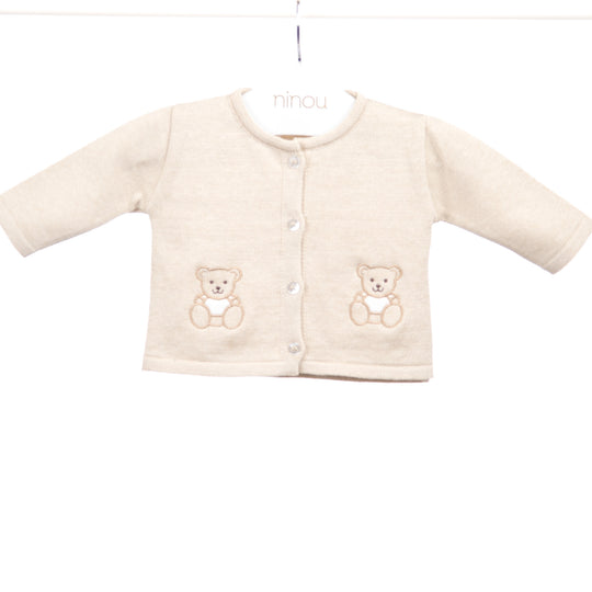 Casaquinho de bebê Ours off white, da Ninou