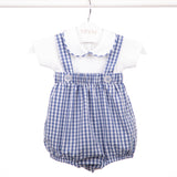 Conjunto de bebê Lino azul em vichy, da Ninou