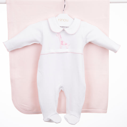 Kit maternidade de bebê Conjunto Girafe rosa, da Ninou