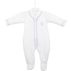 Macacão de bebê Aubin azul em soft, da Ninou