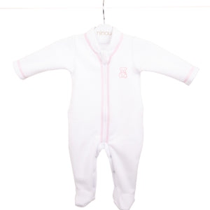 Macacão de bebê Aubin rosa em soft, da Ninou