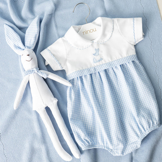 Romper de bebê Le Petit Lapin azul, da Ninou