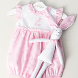 Romper de bebê Le Petit Lapin rosa, da Ninou