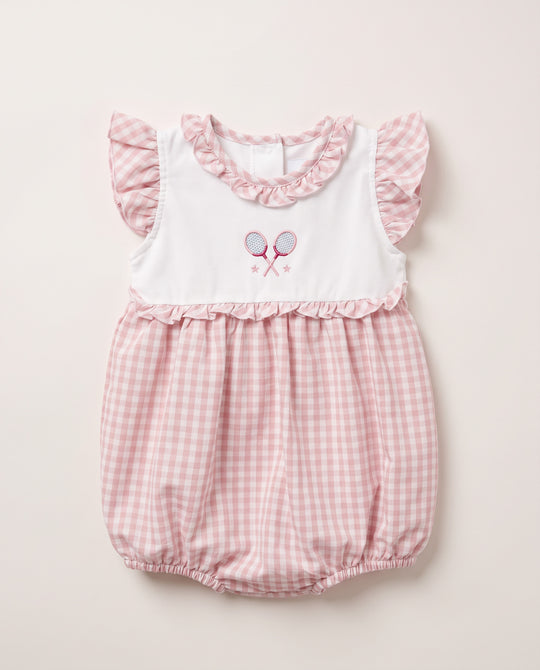 Romper de bebê Match Point rosê, da Ninou