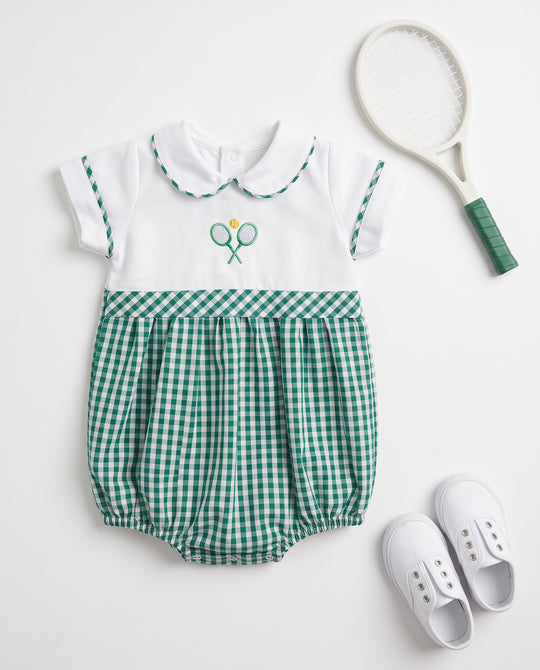Romper de bebê Match Point verde, da Ninou