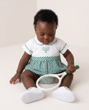 Romper de bebê Match Point verde, da Ninou