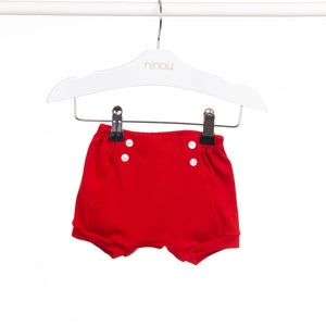 Shorts de bebê Liberté vermelho em algodão Pima, da Ninou