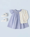 Vestido de bebê Abeille azul, da Ninou