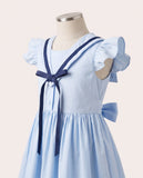 Vestido de bebê Brielle azul, da Ninou