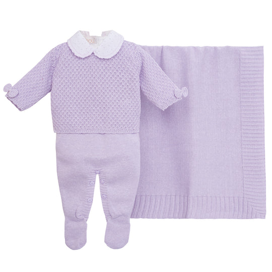 Kit maternidade de bebê Conjunto Nanette lilás, da Ninou