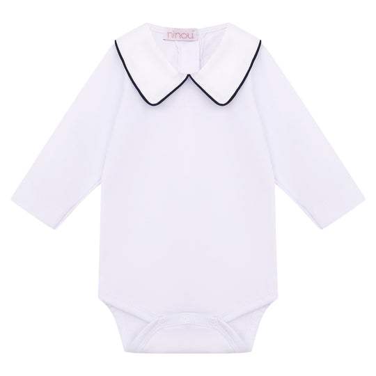 Body de bebê Bonbon marinho de manga longa, da Ninou
