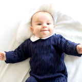 Body de bebê Bonbon marinho de manga longa, da Ninou
