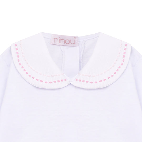 Body de bebê Eulalie duplo rosa, da Ninou