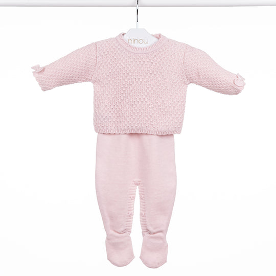 Conjunto de bebê Nanette rosa, da Ninou