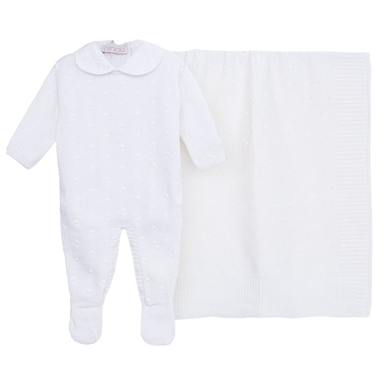 Kit maternidade de bebê Boules branco, da Ninou